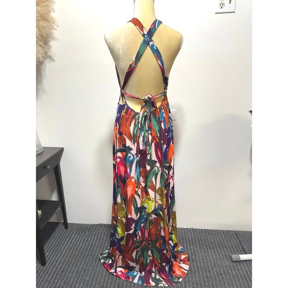 Trina Turk Winslow Abstract Print Halter Maxi Dress Size 10 Multicolor - Picture 4 of 7